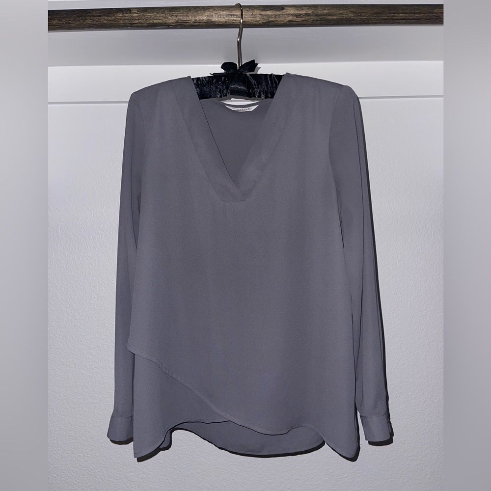 Charming Charlie Charcoal V-Neck Blouse
